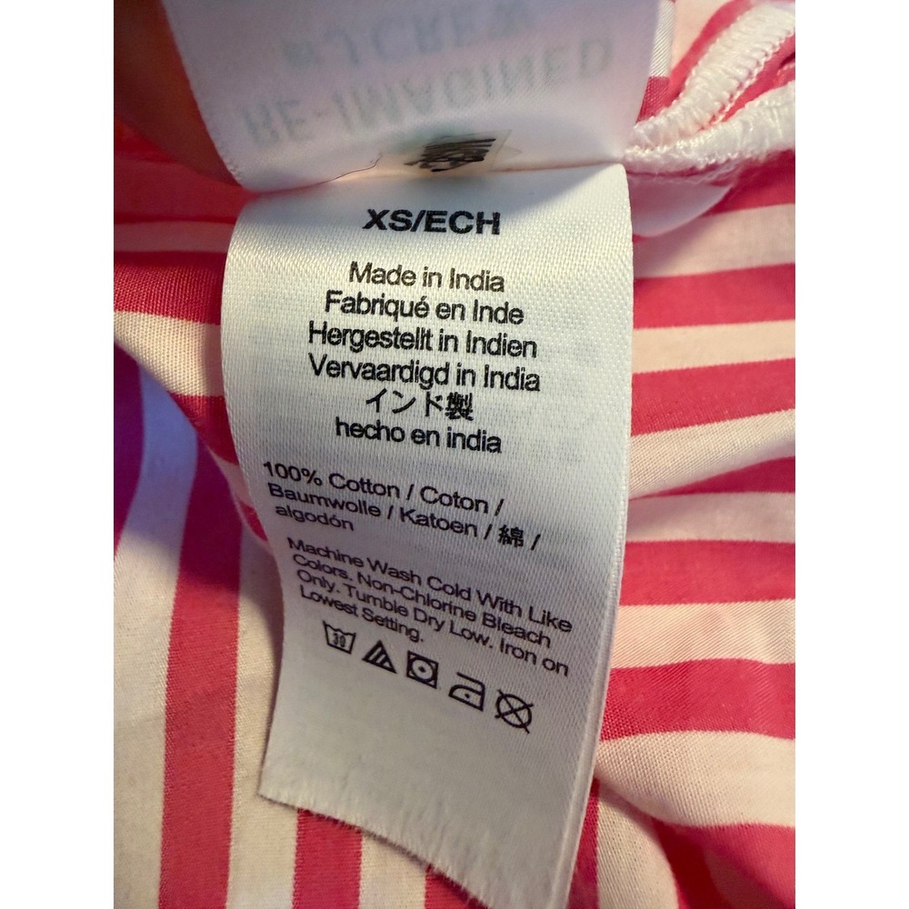 J.Crew Popover Top Stripe Pink White XS Cotton Blouse preppy dainty whimsy resor - Picture 6 of 8